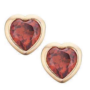 Christina Garnet hearts små forgyldte hjerter med røde garnet, model 671-G28 købes hos Guldsmykket.dk her